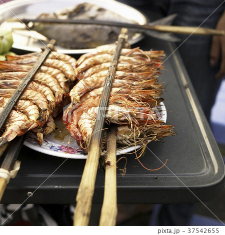 Fresh Roasted Prawns at a Cambodian Market Fresh Roasted Prawns at a Cambodian Market 37542655