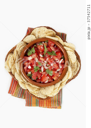 Fresh Salsa and Tortilla Chips; From Above Fresh Salsa and Tortilla Chips; From Above 37542711