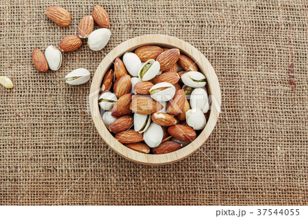 Almonds on sackcloth. Almonds on sackcloth. 37544055