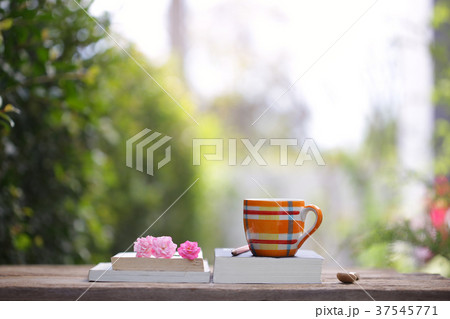 Colorful Orange checked pattern cup and flower 37545771
