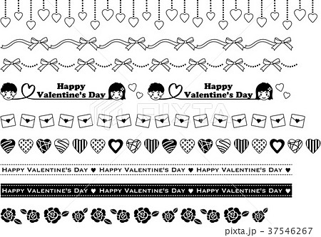 バレンタインの飾り線 白黒のイラスト素材