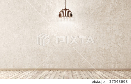 Stucco wall, wooden  floor interior background 3d 37548698