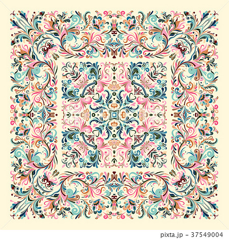 Decorative colorful background, geometric floral 37549004