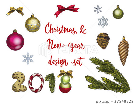 Set of Christmas decoration and holiday elements. Set of Christmas decoration and holiday elements. 37549528