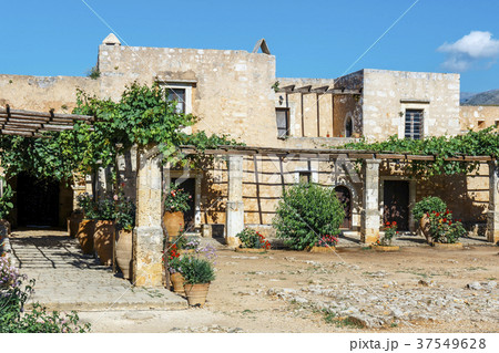 The courtyard of Arkadi Monastery on Crete, Greece 37549628