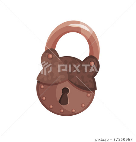 Retro bronze old padlock vector Illustration 37550967