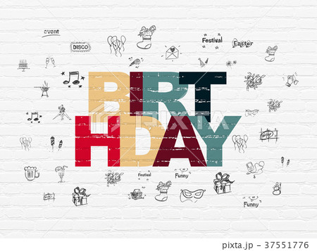 Holiday concept: Birthday on wall background 37551776