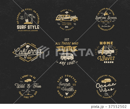 Vintage Surfing Graphics and Emblems set for web 37552502