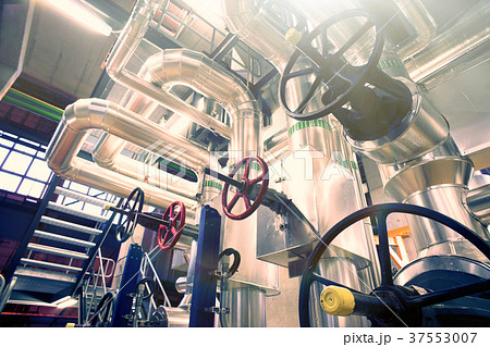 Industrial zone, Steel pipelines, valves and cable 37553007