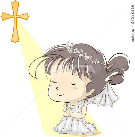 Kid Girl First Communion Pray - Stock Illustration [37553316] - PIXTA