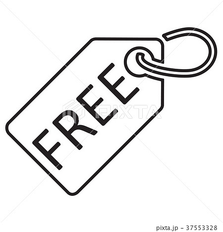 FREE tag. Line icon, black color. Isolated on 37553328