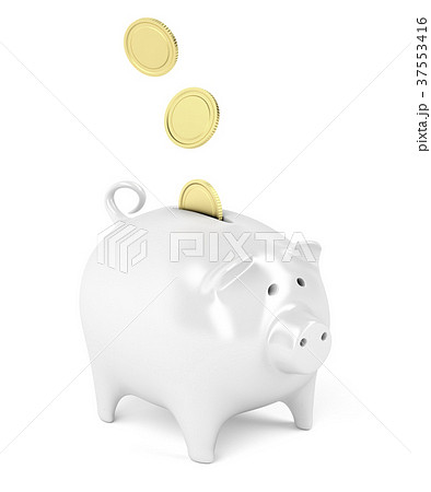 Piggy bank with golden coins 37553416