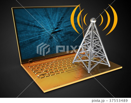 3d illustration of golden computer 37553489