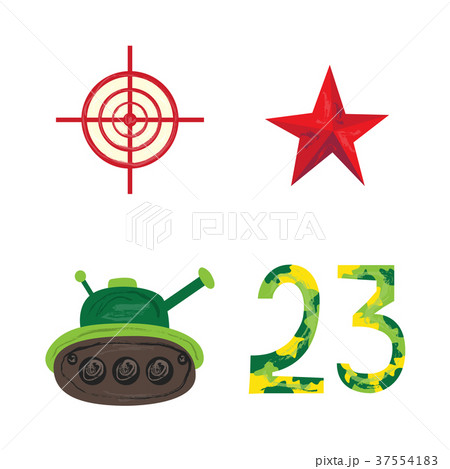 Vector flat army, military Fatherland Defender set 37554183