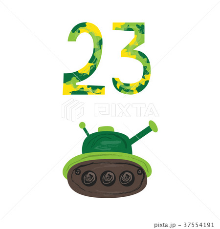 Military green tank, 23 camouflage numbers icon 37554191