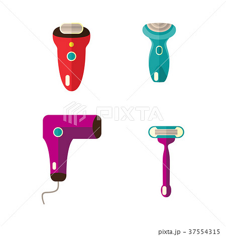 vector flat hair removal tools icon set 37554315