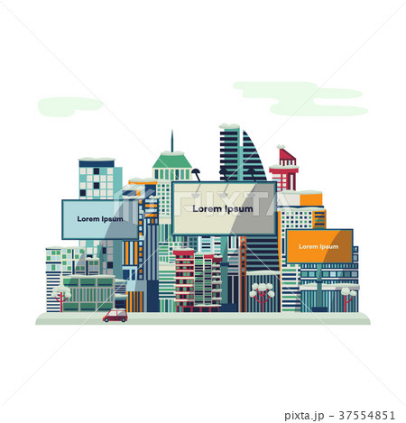 Vector flat urban landscape, skyline background 37554851