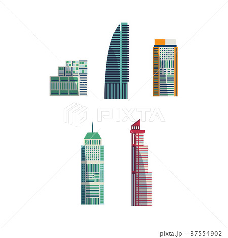 Vector flat buildings, architecture icon set 37554902