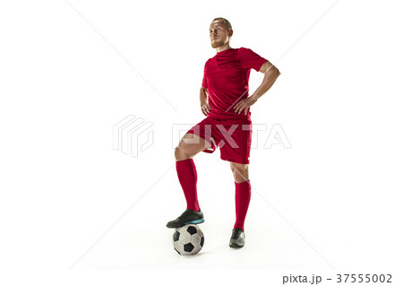 Professional football soccer player with ball 37555002