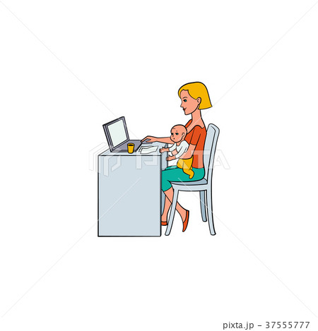 Vector flat people working from home, remote work Vector flat people working from home, remote work 37555777