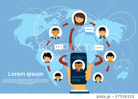 Hand Hold Smart Phone Social Media And Network 37556103