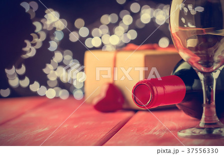 valentine background of wine and candle 37556330