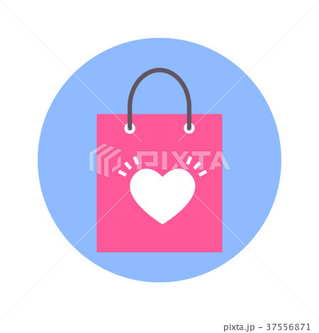 Shopping Bag With Heart Shape Icon On Blue Round 37556871