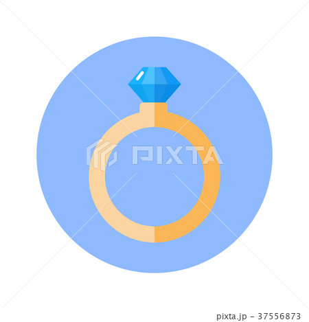 Ring With Diamond Icon On Blue Round Background Ring With Diamond Icon On Blue Round Background 37556873