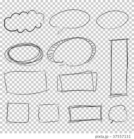 ふきだし　線画　セット 37557131