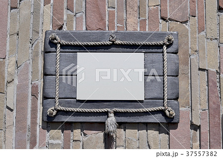 Blank billboard, public information board on brick 37557382