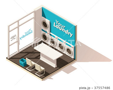 Vector isometric low poly laundromat icon 37557486