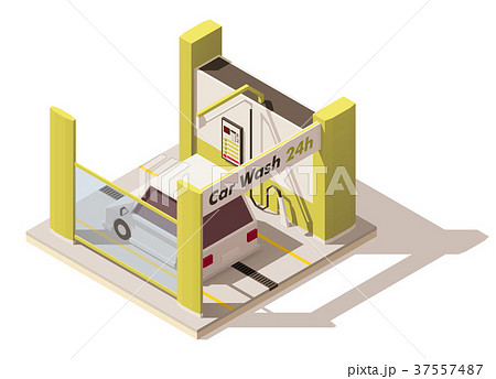 Vector isometric low poly car wash icon 37557487