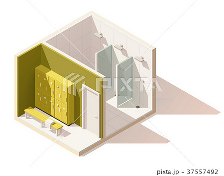 Vector isometric low poly gym locker room icon 37557492