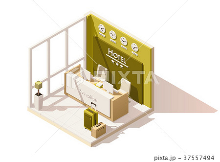 Vector isometric low poly hotel reception icon 37557494