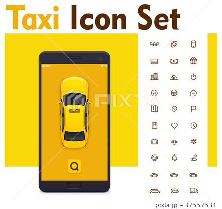 Vector taxi mobile app icon set 37557531