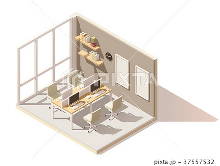 Vector isometric low poly office room 37557532
