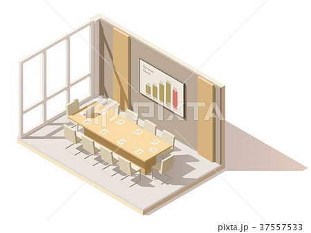 Vector isometric low poly office conference room 37557533