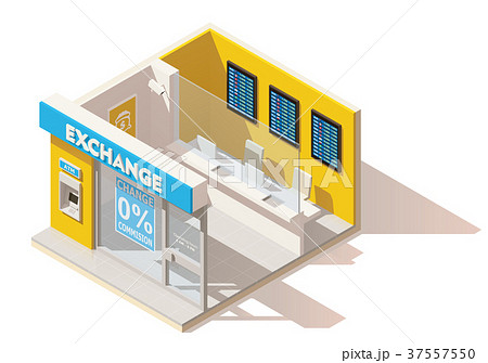 Vector isometric low poly currency exchange Vector isometric low poly currency exchange 37557550