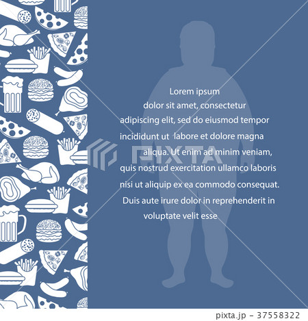Fat man with unhealthy lifestyle symbols 37558322