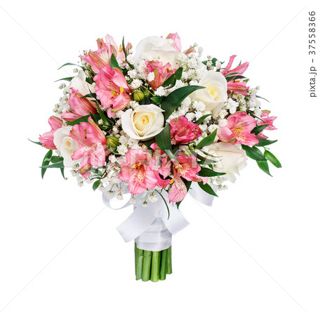 Bouquet of roses, alstromeries and gypsophilas Bouquet of roses, alstromeries and gypsophilas 37558366