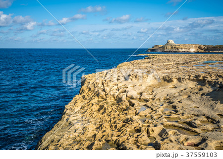 Salt evaporation ponds on Gozo island, Malta 37559103