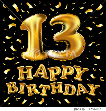 vector happy birthday 13 years golden balloon 37560049