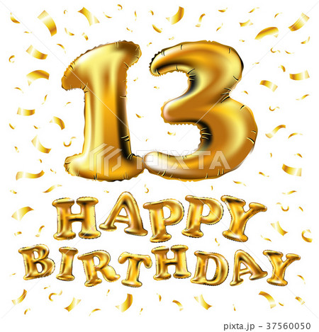 vector happy birthday 13 years golden balloon vector happy birthday 13 years golden balloon 37560050