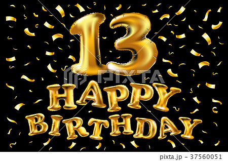 vector happy birthday 13 years golden balloon 37560051