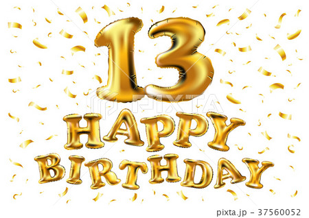 vector happy birthday 13 years golden balloon vector happy birthday 13 years golden balloon 37560052