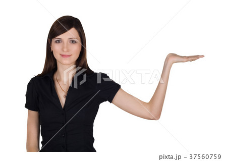 beautiful brunette showing something on the palm beautiful brunette showing something on the palm 37560759