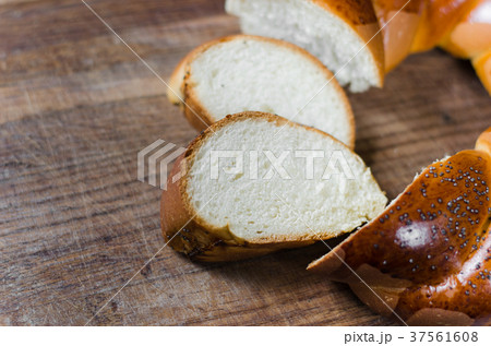 Wicker homemade bread. Sweet wheat sliced bun. 37561608