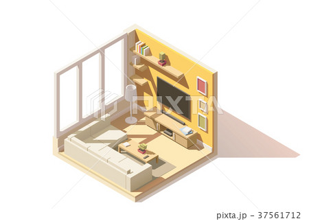 Vector isometric low poly living room icon 37561712