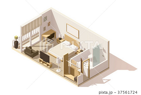 Vector isometric low poly hotel room icon 37561724
