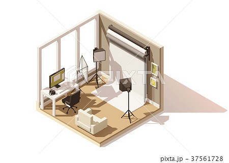 Vector isometric low poly Photo studio room icon Vector isometric low poly Photo studio room icon 37561728